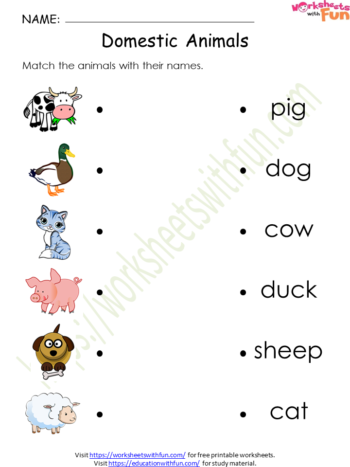 Topic: Domestic Animals Worksheets | Environmental Science - Preschool ...